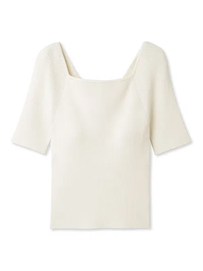 Snidel Sustainable Ribbon Backless Knit Tops In White