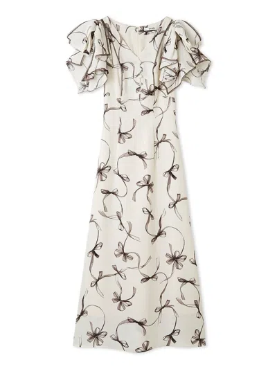 Snidel Sustainable Ribbon Print Dress In White