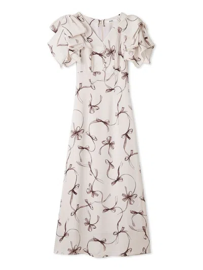 Snidel Sustainable Ribbon Print Dress In Multi