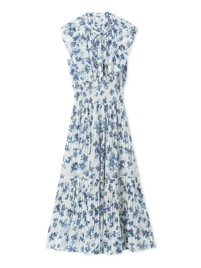Snidel Sustainable Ruffle-detail Dress In Blue