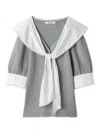 Snidel Sustainable Scarf Blouse Docking Pullover In Gray