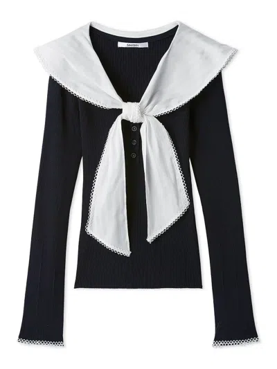 Snidel Sustainable Scarf Blouse Docking Pullover In Blue