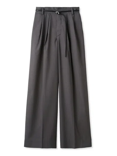 Snidel Sustainable Tuck Wide Baggy Trouser Pants In Gray