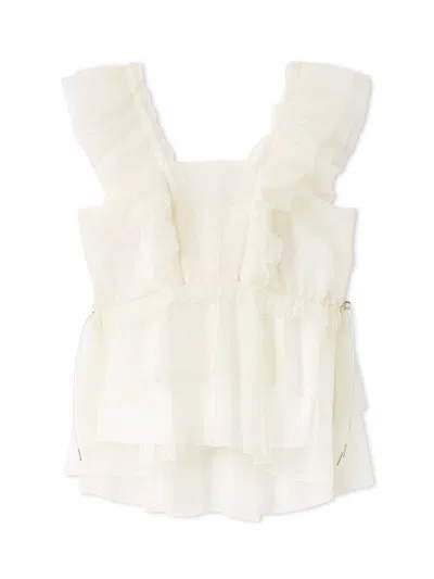 Snidel Sustainable Tulle Peplum Blouse In Gray