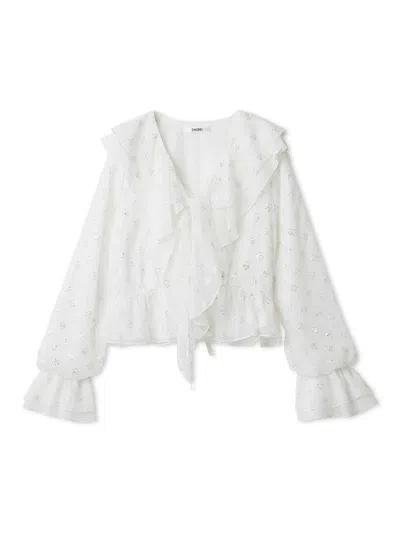 Snidel Sustainable Variation Frill Blouse In Silver