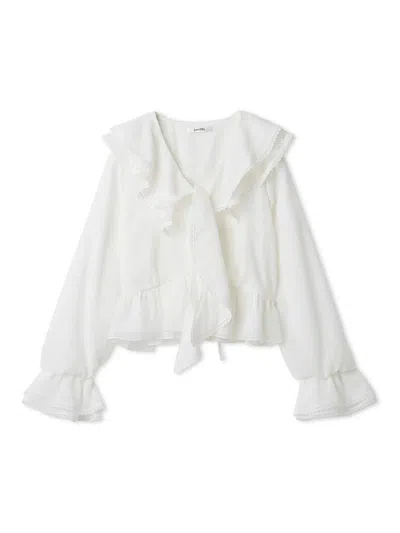 Snidel Sustainable Variation Frill Blouse In White