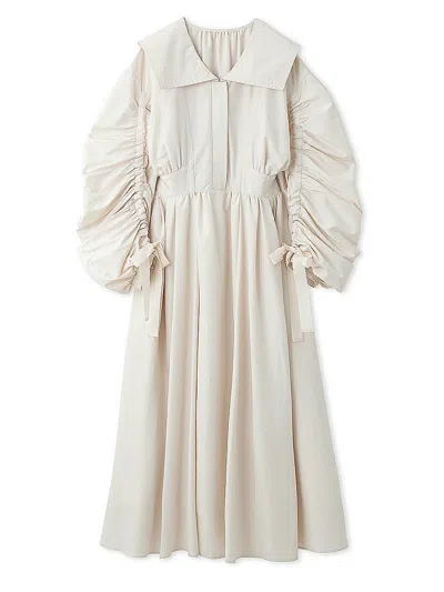 Snidel Taffeta Volume Maxi Shirt Dress In Neutral