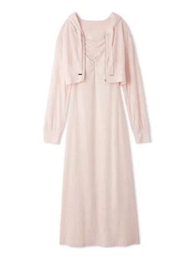 Snidel Terry Hoodie & Cami Dress Set In Pink