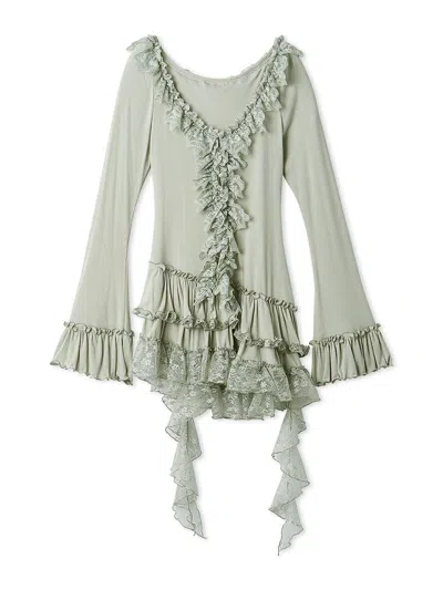 Snidel Tiered Frill Cut-and-sew Pullover In Gray