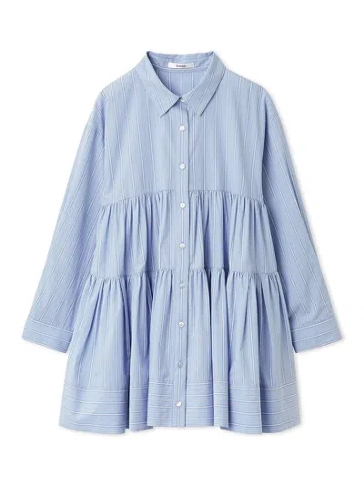 Snidel Tiered Mini Shirt Dress In Blue