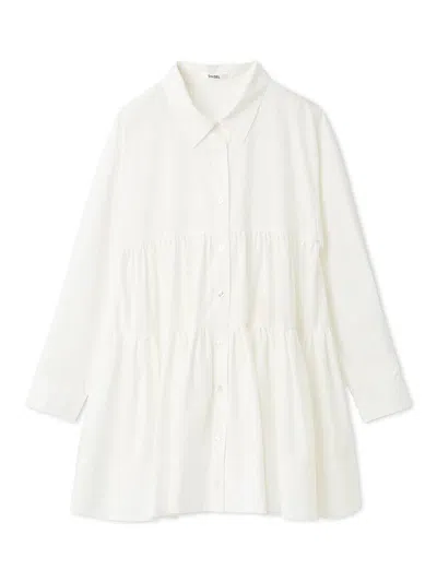Snidel Tiered Mini Shirt Dress In White