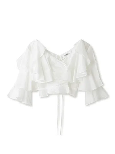 Snidel Tiered Ruffles Crop Blouse In White