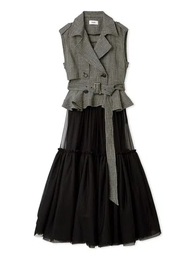 Snidel Trench Tulle Set Dress In Animal Print