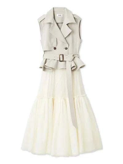 Snidel Trench Tulle Set Dress In Neutral