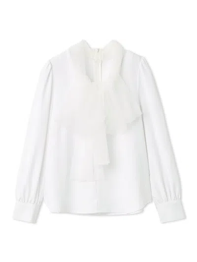 Snidel Tulle Tie Blouse In White