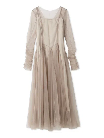 Snidel Tulle Volume Dress In Brown