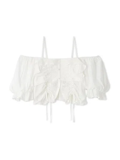 Snidel Varié Romantic Off-shoulder Ruched Blouse