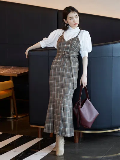 Snidel Waist Belt Camisole Dress In Gray