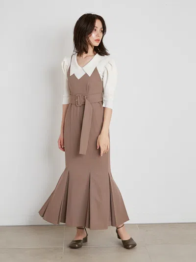 Snidel Waist Belt Camisole Dress In Brown