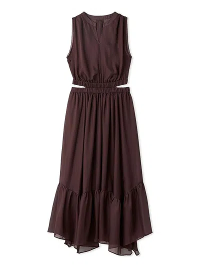 Snidel Washable Sleeveless Tiered Dress In Burgundy
