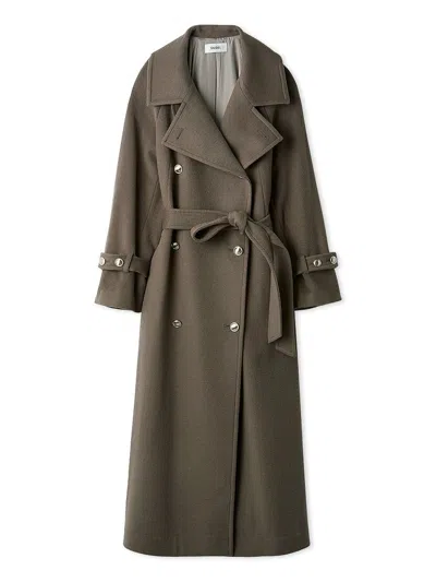 Snidel Wool Cashmere Stand Collar Coat In Brown