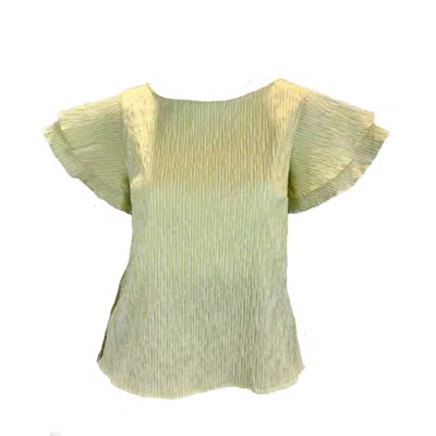 Snider Women's Lily Short Sleeve Top In White/yellow