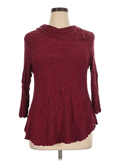 Pre-owned Sno Skins 3/4 Sleeve Top Burgundy Cowl Neck Tops
