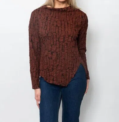 Sno Skins Crinkle Long Sleeve Top In Mahogany In Brown