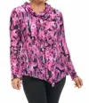 Sno Skins Crinkle Shirttail Cowl Neck Top In Fizz In Multi