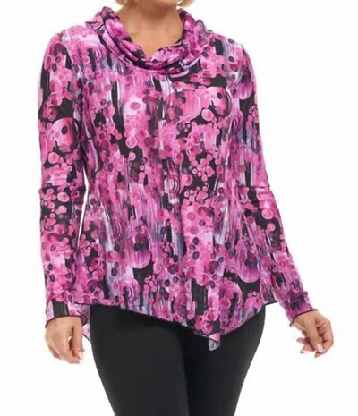 Sno Skins Crinkle Shirttail Cowl Neck Top In Fizz In Multi