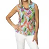 Sno Skins Crinkle Sleeveless Cowl Tank Top In Aloha In Multi
