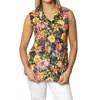 Sno Skins Crinkle Sleeveless Cowl Tank Top In Sassy In Black
