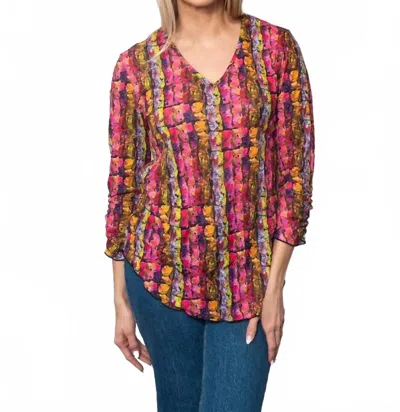 Sno Skins Crinkle V-neck Blouse In Collage In Multi