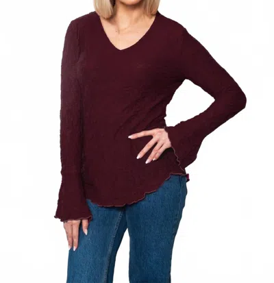 Sno Skins Dreamcatcher Flounce Sleeve Blouse In Maroon In Brown