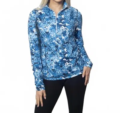 Sno Skins Microfiber Zip Neck Long Sleeve Top In Confetti In Multi