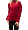 Sno Skins Plush Velvet Asymmetrical Collar Top In Garnet In Multi