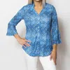 Sno Skins Printed Crinkle Mesh Sweetheart Blouse In Tiles