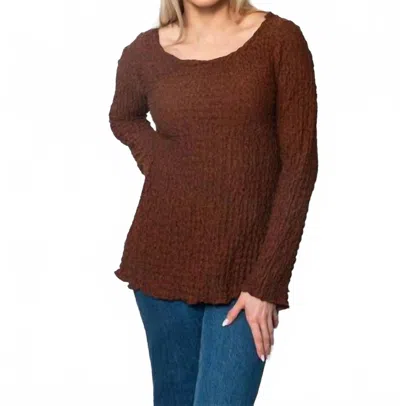 Sno Skins Pucker Twist Neck Top In Spice In Brown