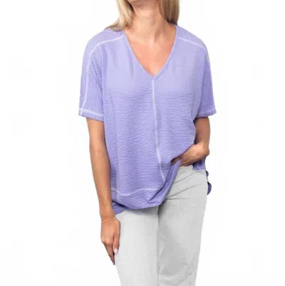 Sno Skins Seersucker Collection Button Shirt Top In Lavender In Purple