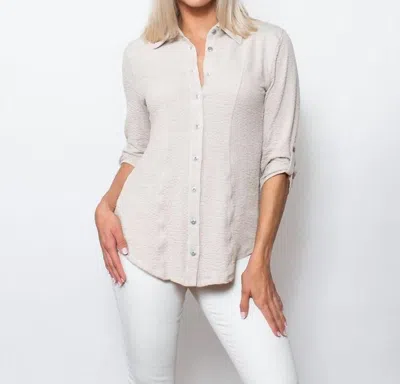 Sno Skins Seersucker Knit Matching Thread Button Shirt In Driftwood