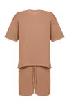 Snob Love Men's Cotton Casual T-shirt & Short Set - Light Brown In Brown