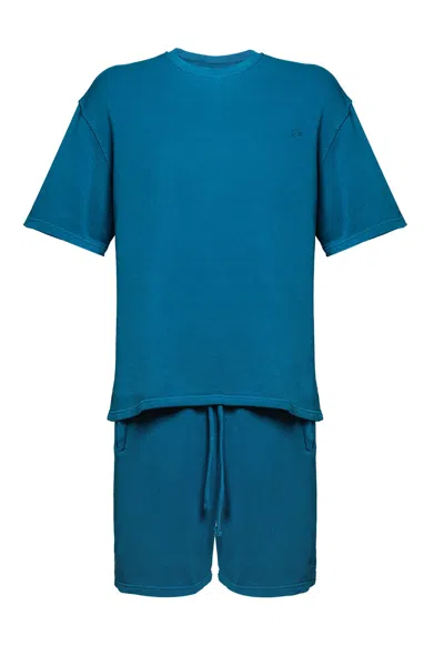 Snob Love Men's Green Cotton Casual T-shirt & Short Set - Petrol
