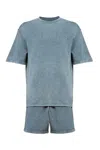 Snob Love Men's Green / Grey Cotton Casual T-shirt & Short Set - Grey In Green/grey