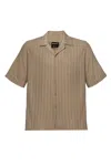Snob Love Men's Linen Striped Patterned Shirt - Brown In Brown