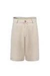 Snob Love Men's Neutrals Linen Beige Short - Beige In Beige