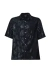 Snob Love Men's Palm Tree Printed Shirt Black - Black In Black