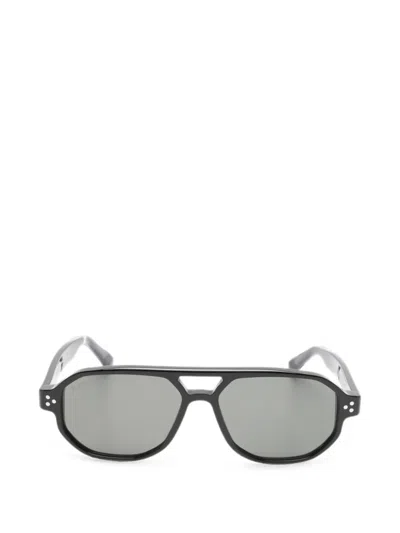 Snob Pilot-frame Double-bridge Sunglasses In Black