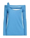 Snobby Sheep Woman Sweater Azure Size 8 Silk, Cashmere In Blue