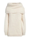 Snobby Sheep Woman Turtleneck Cream Size 2 Wool, Silk, Cashmere In White