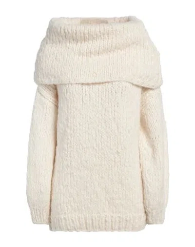 Snobby Sheep Woman Turtleneck Cream Size 4 Wool, Silk, Cashmere In White